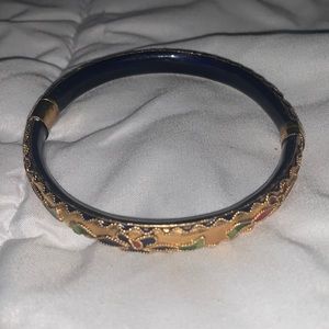 Gold tone enameled bangle bracelet vintage